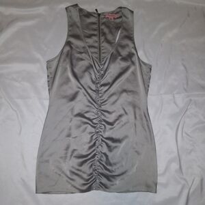 EUC Ted Baker London size 3 silver scrunch shirt has metal zipper
